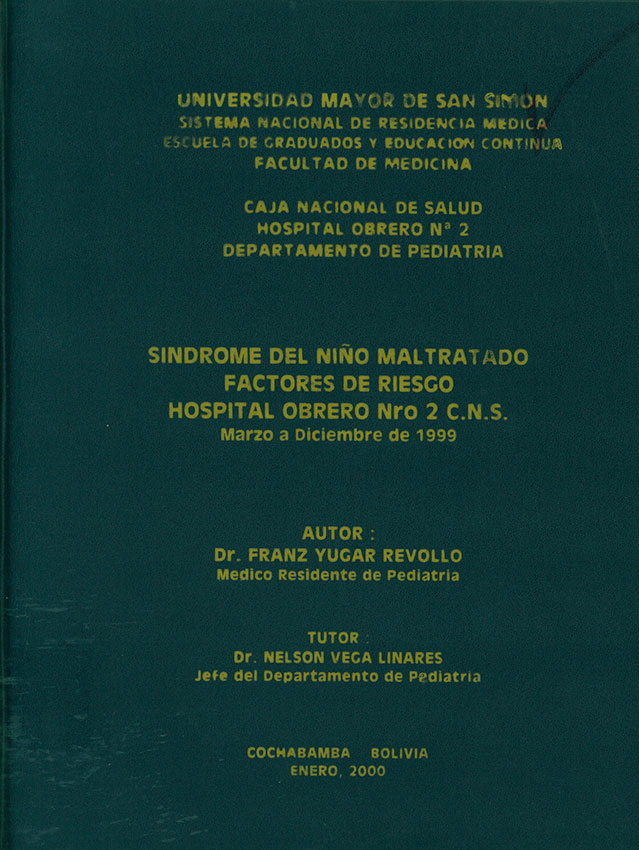 Sindrome del niño maltratado factores de riesgo Hospital Obrero Nº12 C. N. S