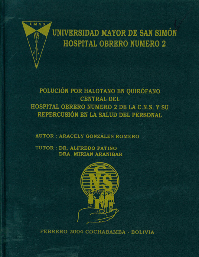 Polución por halotano en quirófano central del Hospital Obrero numero2 de la C.N.S. y su repercusión en la salud del personal