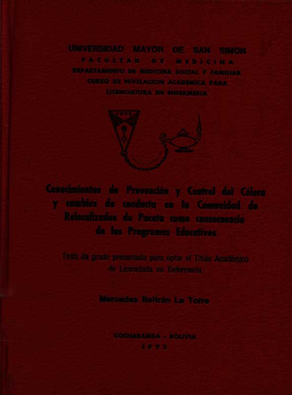 Conocimientos de prevención y control del cólera y cambios de conducta en la comunidad de relocalizados de Pacata como concecuencia de los programas educativos