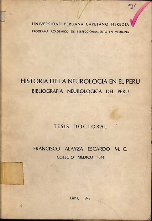 Historia de la neurología en el Perú Bibliografía neurológica del Perú