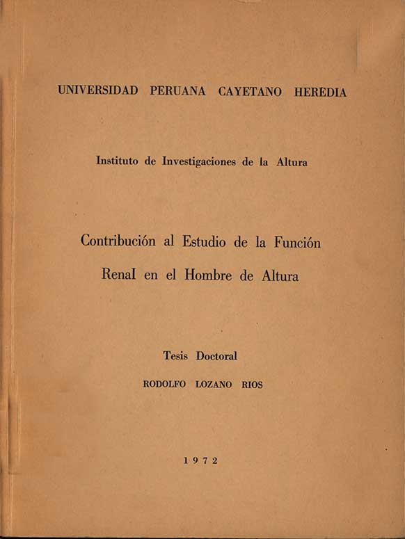 Contribución al estudio de la función renal en el hombre de altura