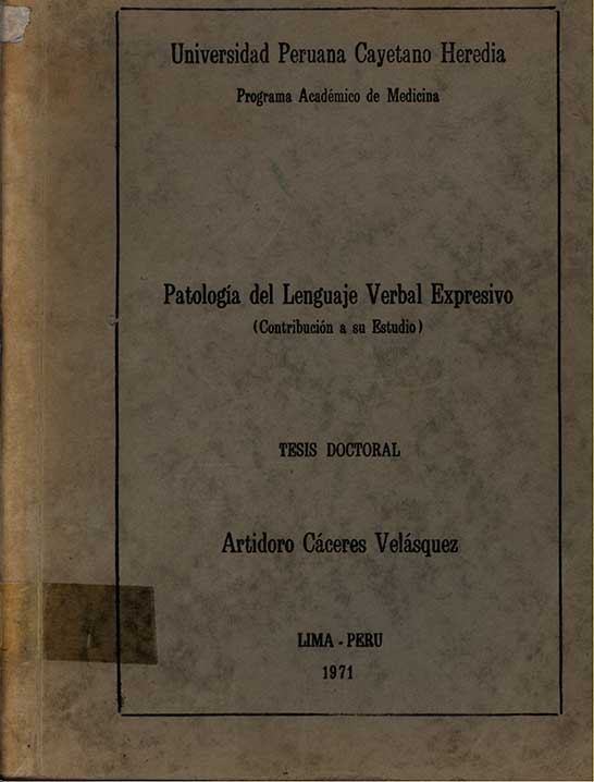 Patología del lenguaje Verbal expresivo (Contribución  a su estudio)