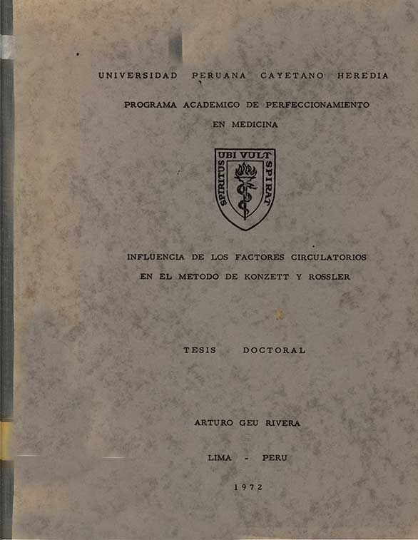 Influencia de los factores circulatorios en el metodo de Konzett y Rossler