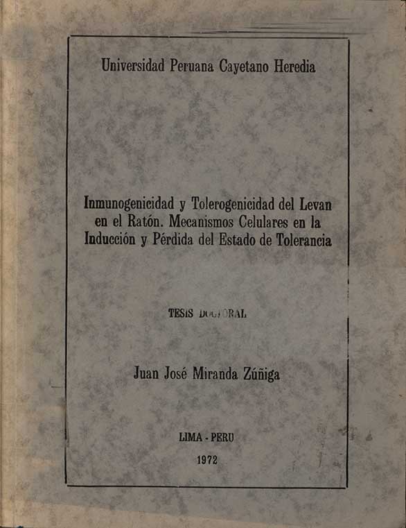 Inmunogenicidad y tolerogenicidad del Levan en el Ratón. Mecanismos celulares en la inducción y perdida del estado de tolerancia