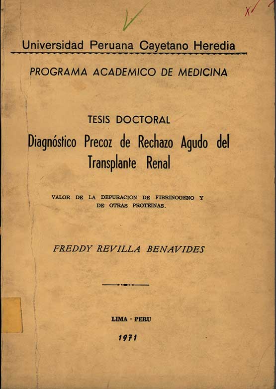 Diagnostico precoz de rechazo agudo del transplante renal