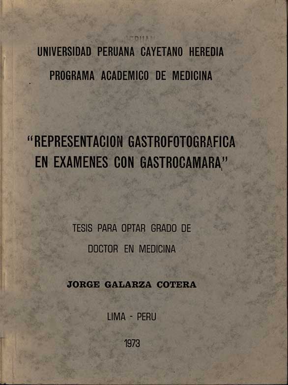 Representacion gastrofotografica en examenes con gastrocamara