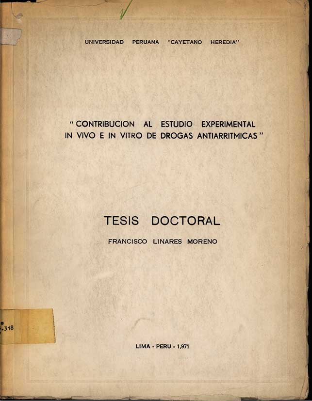 Contribución al estudio experimental in vivo e invitro de drogas antiarrítmicas