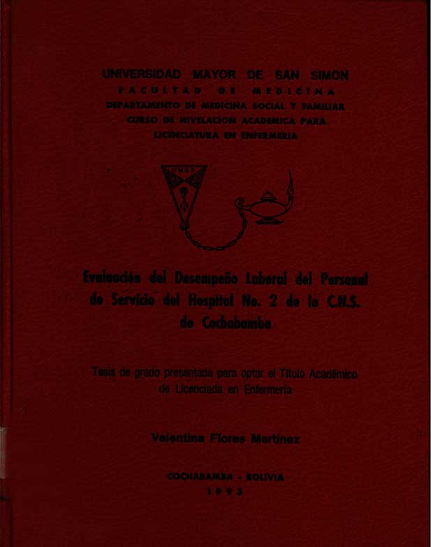 Evaluacion del desempeño laboral del personal de servicio del hospital Nº 2 de la C.N.S. de Cochabamba