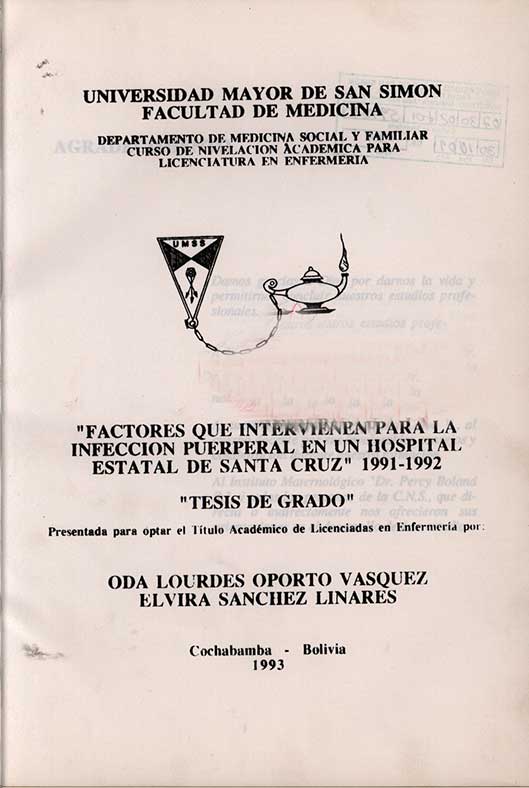 Factores que intervienen para la infeccion puerperal en un Hospital estatal de santa Cruz 1991-1992