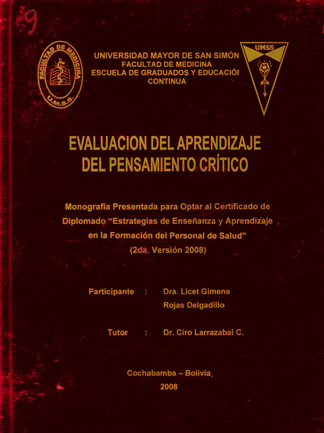 Evaluacion del aprendizaje del pensamiento critico