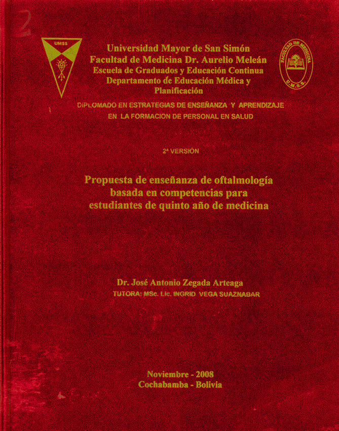 Propuesta de enseñanza de oftalmologia basada en competencias para estudiante de quinto año de medicina