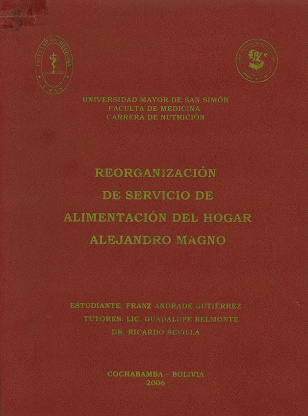 Reorganizacion de servicios de alimentacion del hogar Alejandro Magno