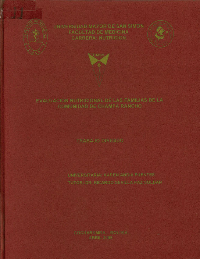 Evaluacion nutricional de las familias de la comunidad de Champa Rancho