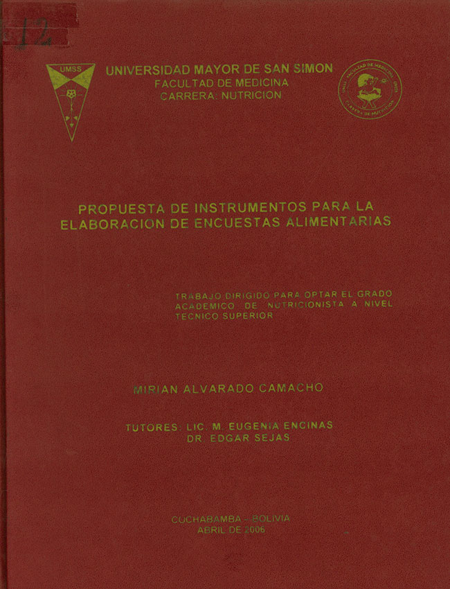 Propuesta de instrumentos para la elaboracion de encuestas alimentarias