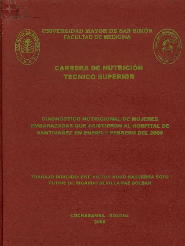 Diagnostico nutricional de mujeres embarazadas que asistieron al Hospital de Santivañez en enero y febrero del 2006