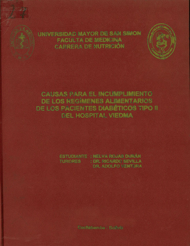 Causas para el incumplimiento de los regimenes alimentarios de los pacientes diabeticos tipo II del Hospital Viedma