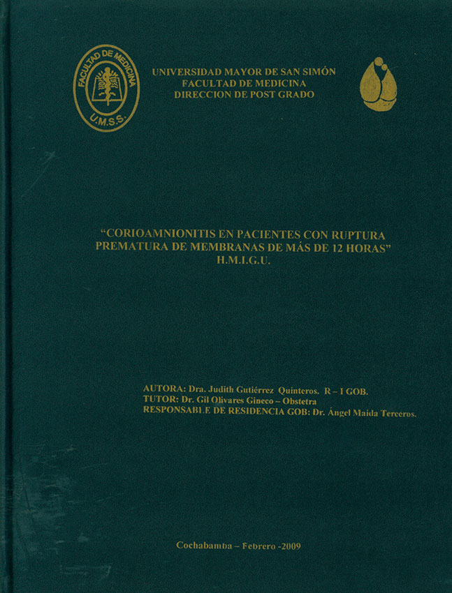 Corioamnionitis en pacientes con ruptura prematura de membranas de mas de 12 horas H. M. I. G. U