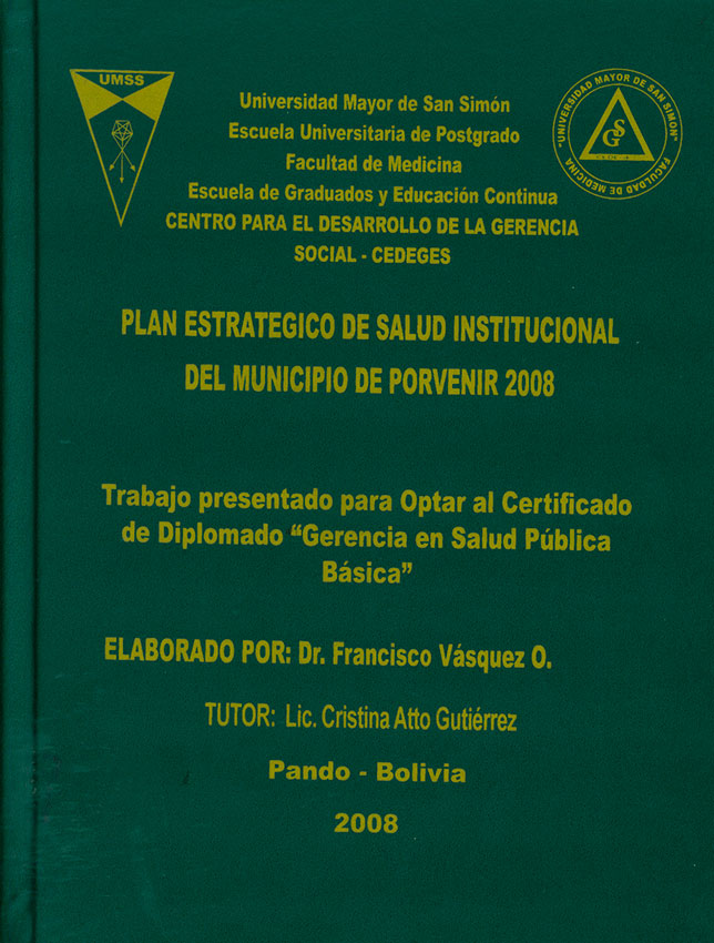 Plan estrategico de salud institucional del municipio de Porvenir 2008