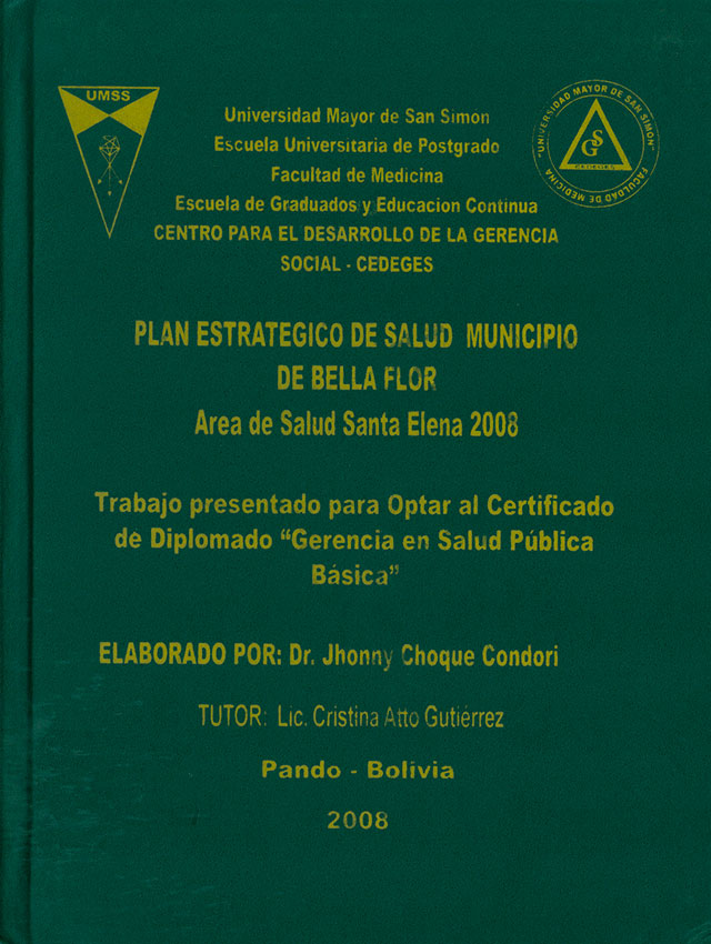 Plan estrategico de salud institucional del municipio de Bella Flor