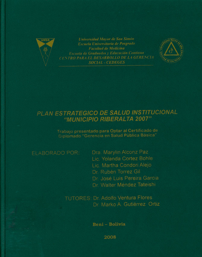 Plan estrategico de salud institucional Municipio de Riberalta 2007