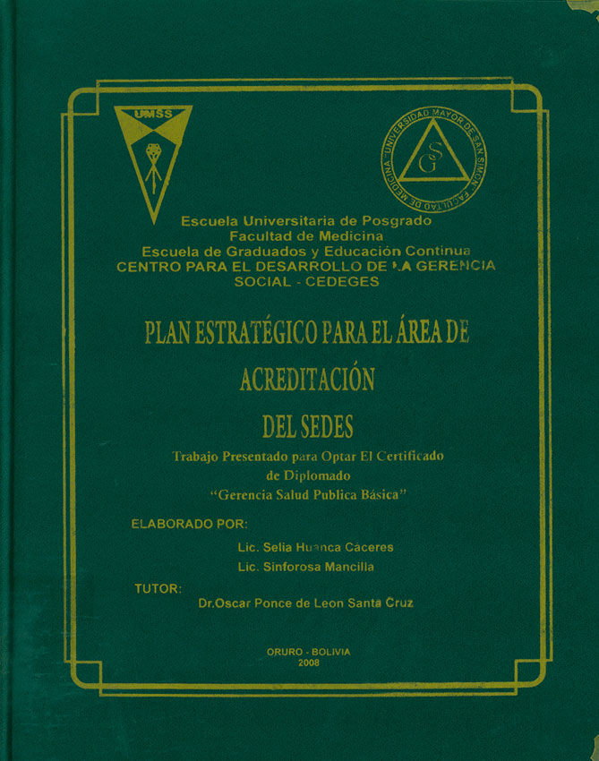 Plan estrategico para el area de acreditacion del SEDES