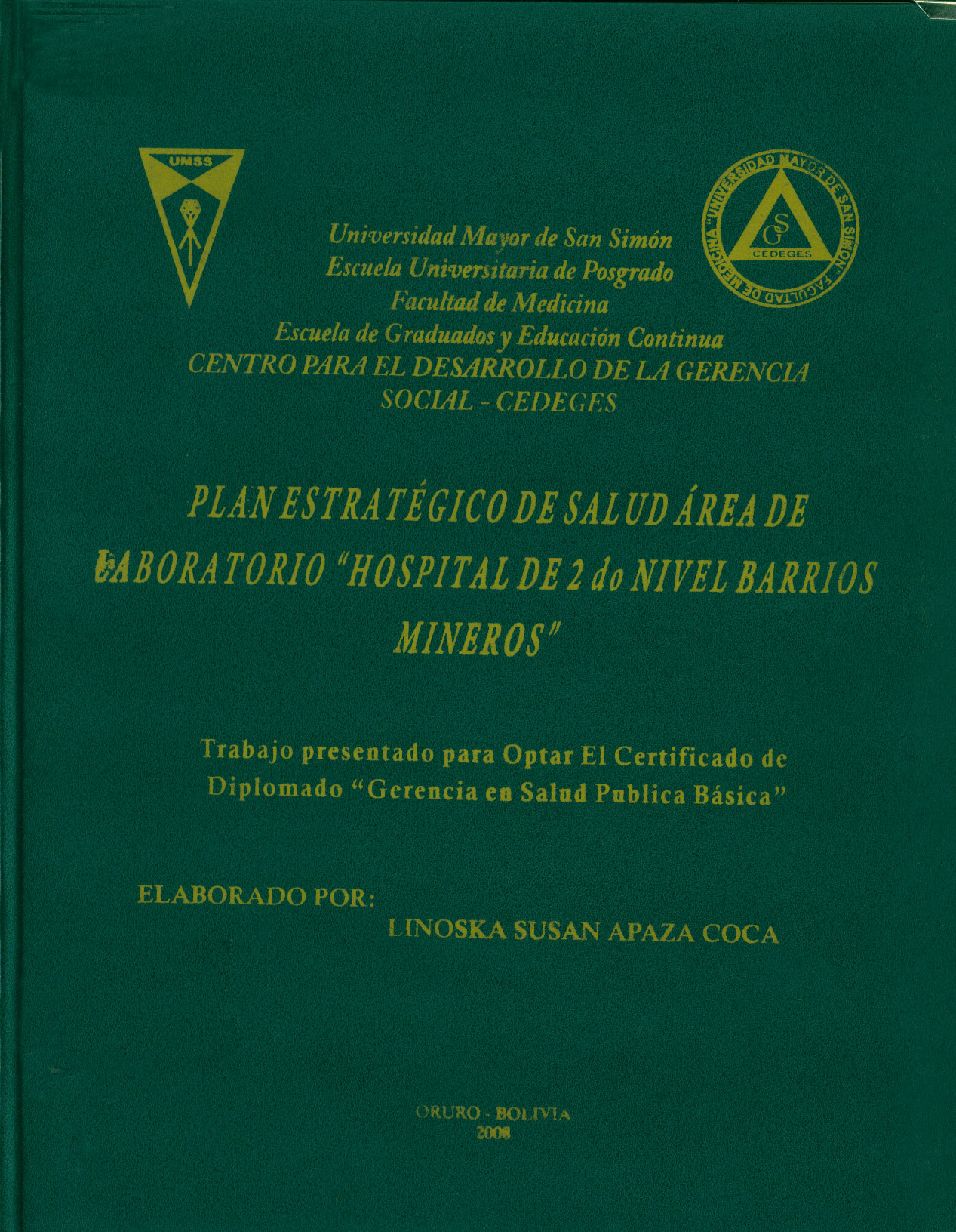 "Plan estrategico de salud area de laboratorio ""Hospital de 2do nivel Barrios Mineros"