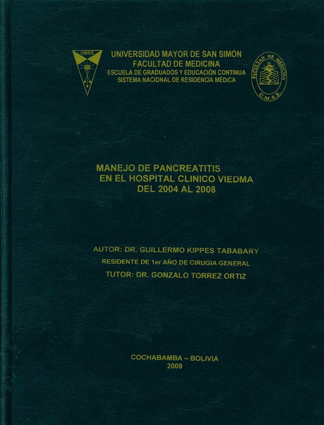Manejo de pancreatitis en el hospital clinico Viedma del 2004 al 2008