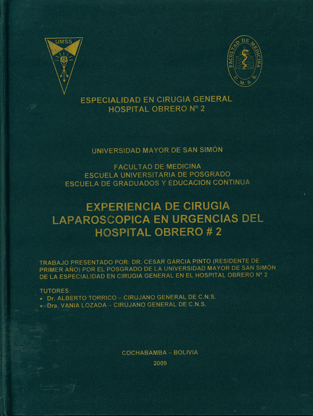 Experiencia de cirugia laparoscopia en urgencias del Hospital Obrero 2