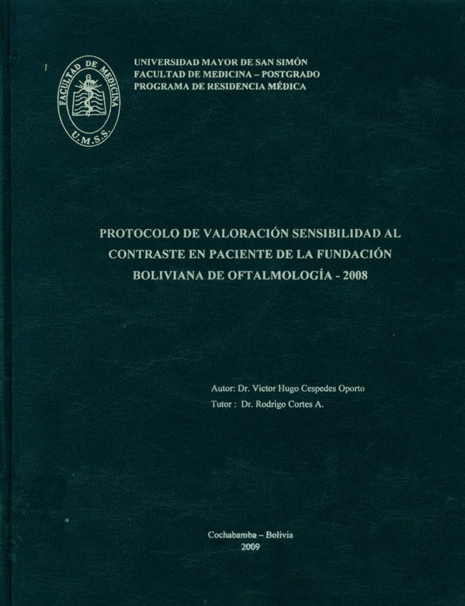Protocolo de valoracion sensibilidad al contraste en paciente de la fundacion Boliviana de oftalmologia 2008