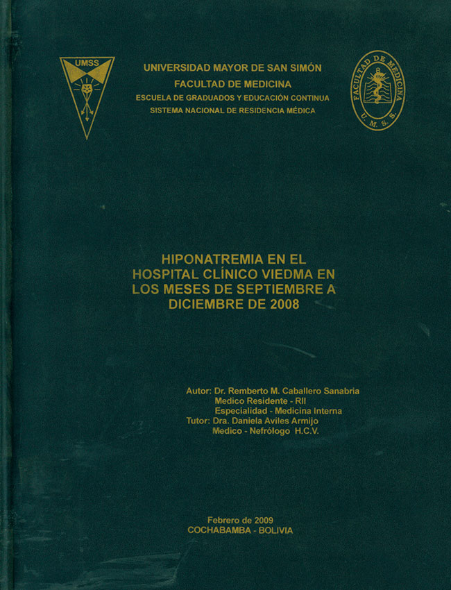 Hiponatremia en el Hospital Clinico Viedma en los meses de septiembre a diciembre de 2008