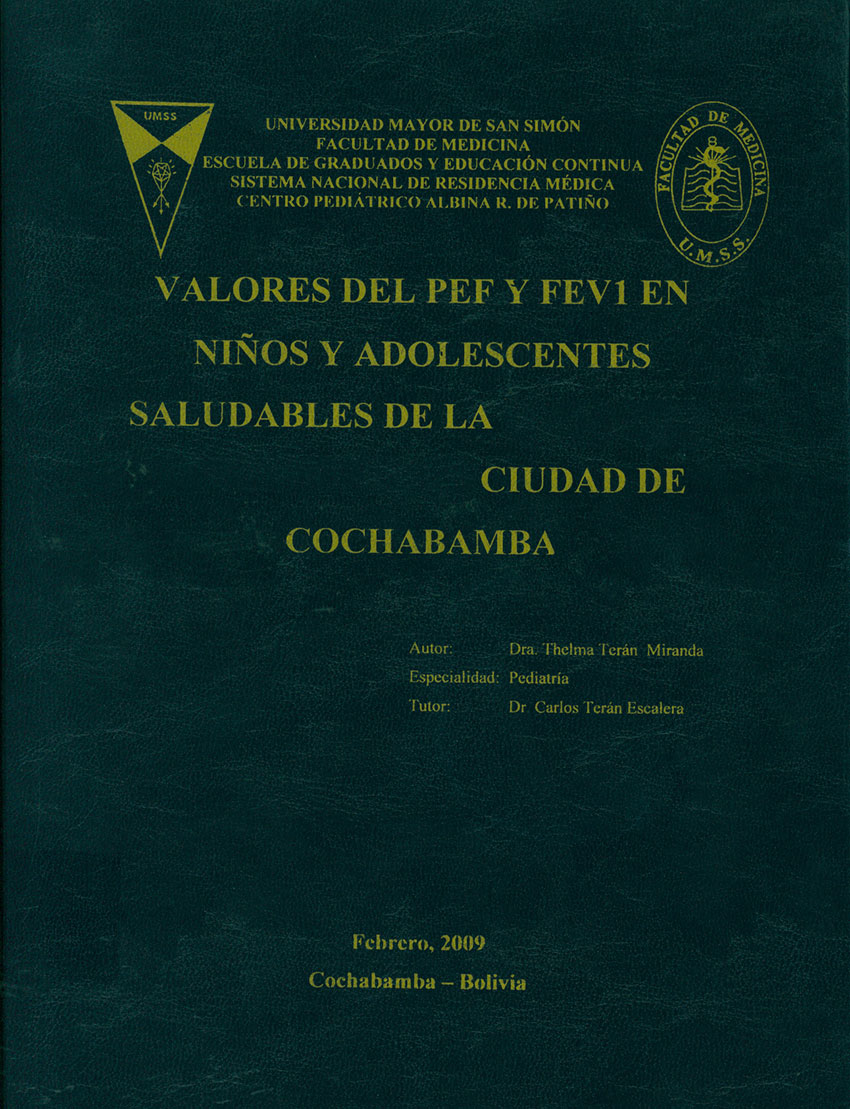Valores del PEF y FEV1 en niños y adolescentes saludables de la ciudad de Cochabamba