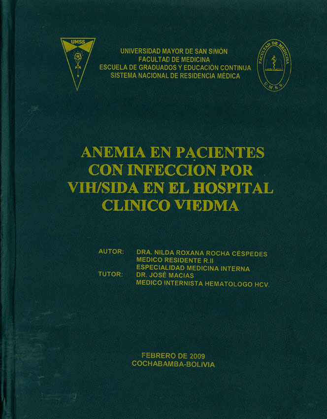 Anemia en pacientes con infeccion por VIH / Sida en el Hospital clinico Viedma