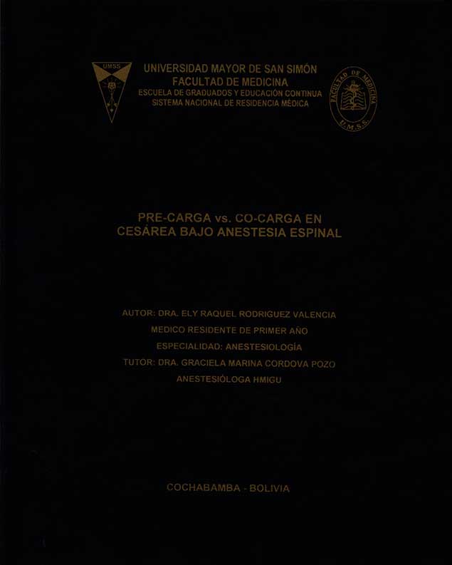 Pre-carga vs co-carga en cesarea bajo anestesia espinal