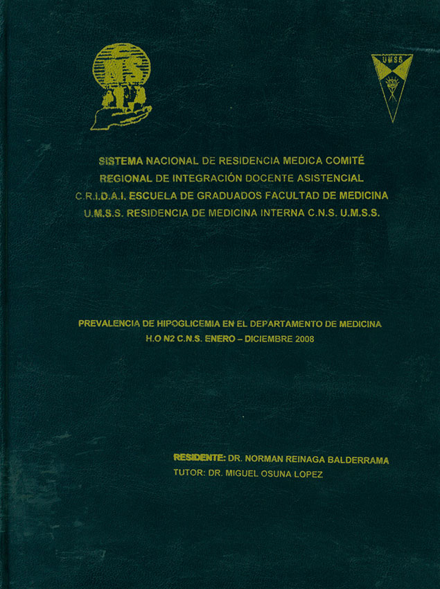 Prevalencia de hipoglicemia en el departamento de medicina H. o N2 CNS enero -diciembre 2008