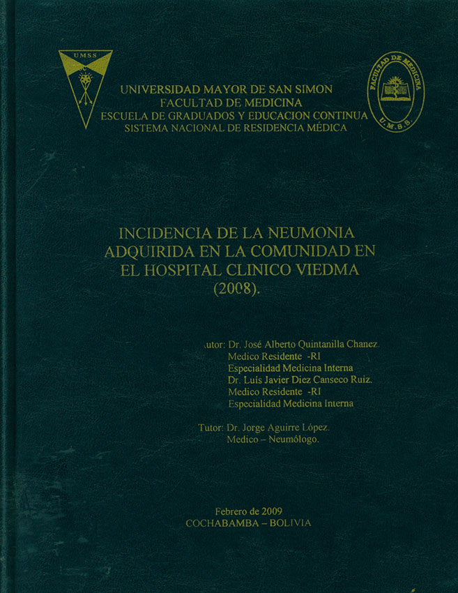 Incidencia de la neumonia adquirida en la comunidad en el Hospital Clinico Viedma (2008)