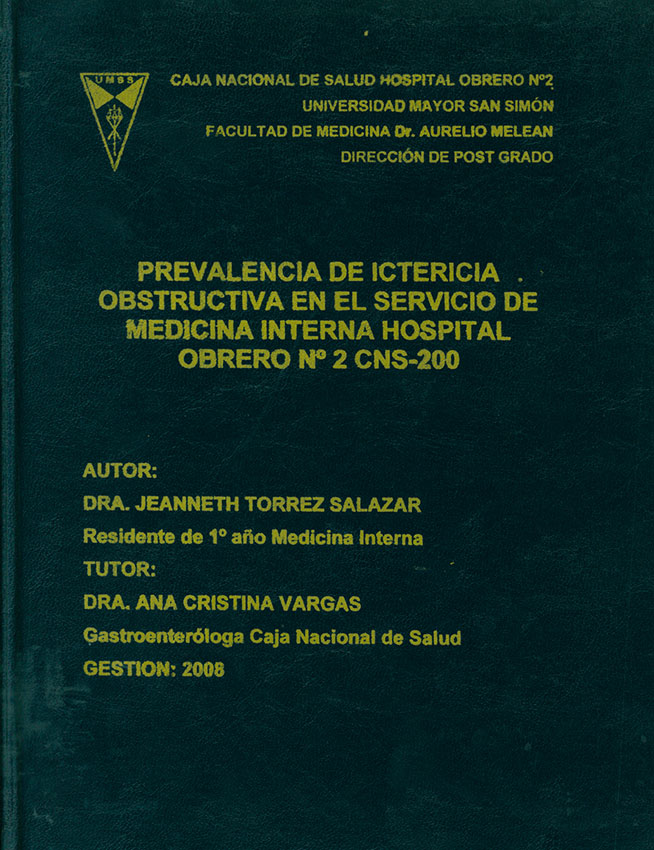 Prevalencia de ictericia obstructiva en el servicio de medicina interna hospital Obrero Nº 2 CNS -200