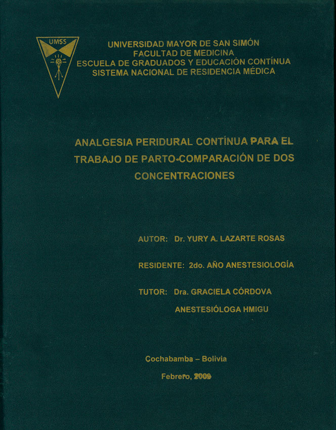 Analgesia peridural continua para el trabajo de parto comparaacion de dos concentraciones