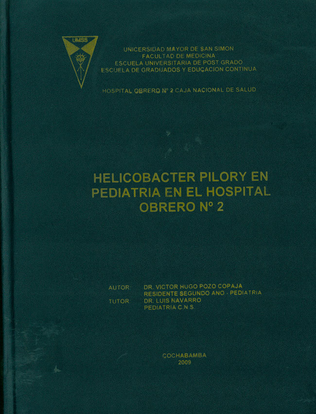 Helicobacter pilory en padiatria en el Hospital Obrero Nº 2