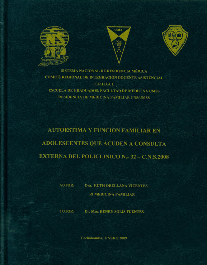 Autoestima y funcion familiar en adolescentes que acuden a consulta externa del policlinico Nº 32 - CNS 2008