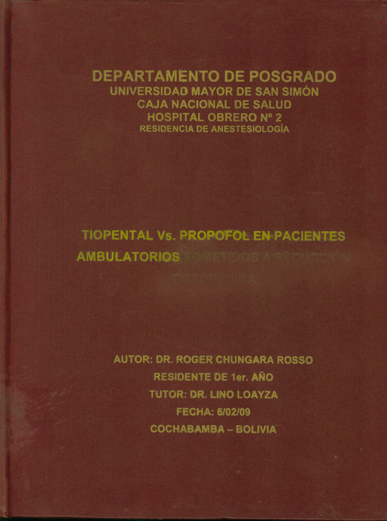 Tiopental vs. propofol en pacientes ambulatorios