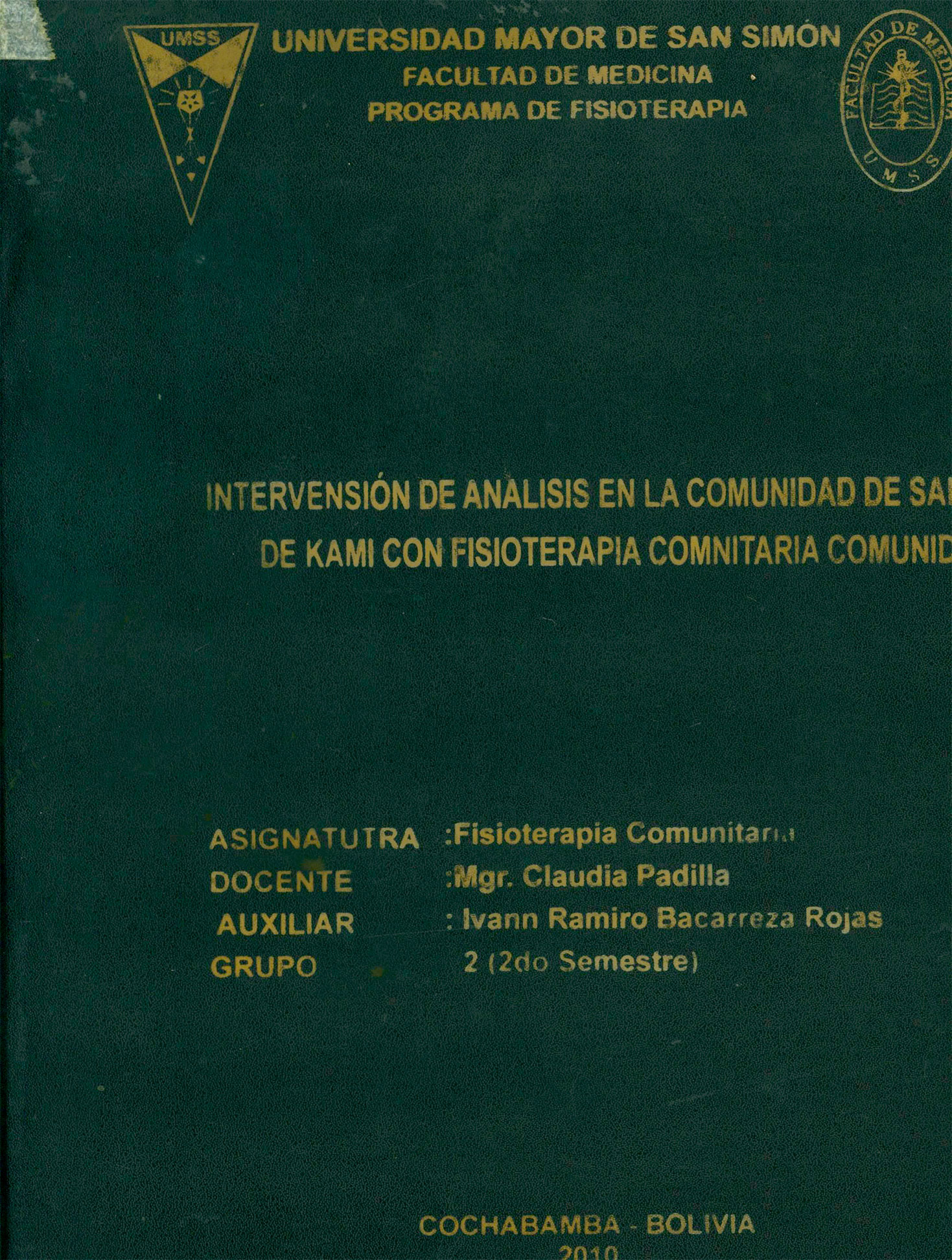 Intervención de análisis en la comunidad de san juan de Kami con fisioterapia conmutaría comunidad
      <i>es</i>