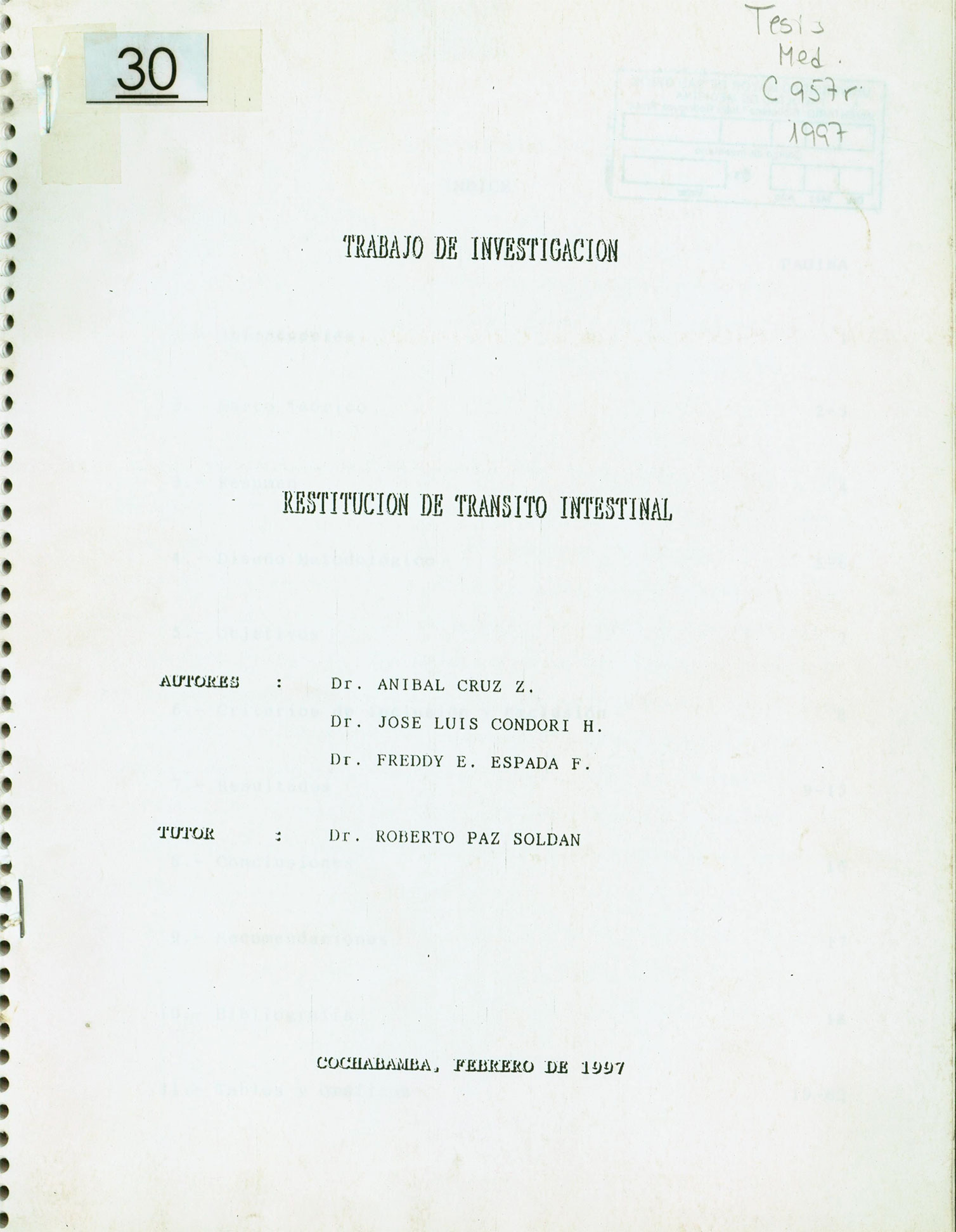Restitución de transito intestinal
      <i>es</i>